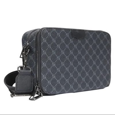Mini sac à bandoulière Gucci Ophidia en toile GG Supreme noire et grise. 